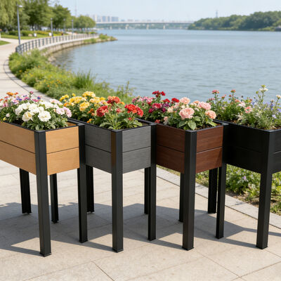 Σύγχρονο Υψωμένο Υψωμένο Κήπο Με Ανερόπλεκτο Πυροσβεστικό Περιβαλλοντικά φιλικό ξύλο πλαστικό σύνθετο για εξωτερικούς χώρους