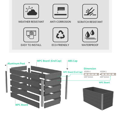 Εξωτερικό αυξημένο κρεβάτι κηπουρικής πλατείας με ανθεκτικό στη φωτιά υλικό φιλικό προς το περιβάλλον για φύτευση στην αυλή