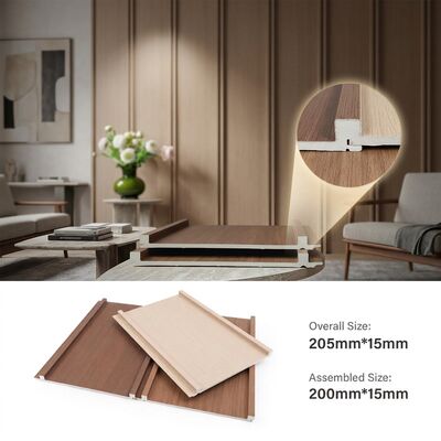 Μοντέρνο εσωτερικό πάνελ τοίχου WPC Wood Grain Fluted σχέδιο για σαλόνι και υπνοδωμάτιο
